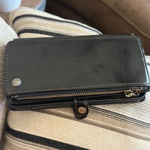 Black I phone 12 pro max phone case with wallet and 9 cc holders also I'd holder